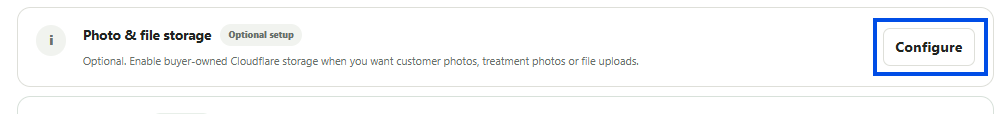 Setup Health showing optional photo and file storage